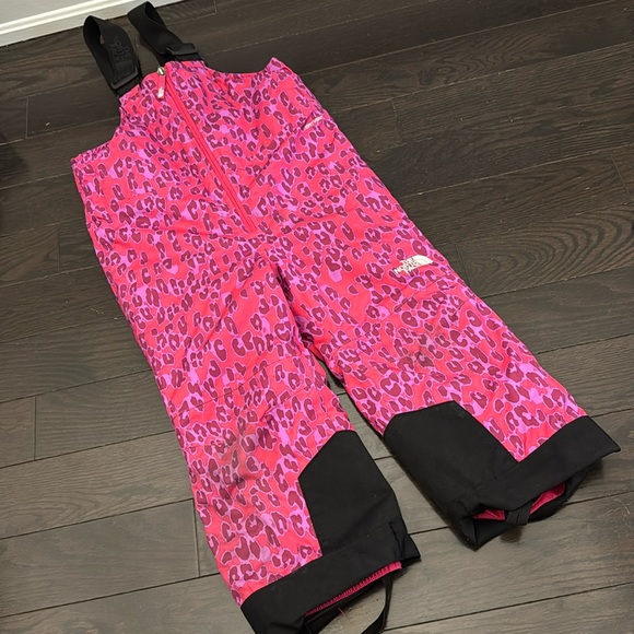 Girls pink and purple leopard Freedom Insulated Bib snowpants. Size 5t - Picture 1 of 7